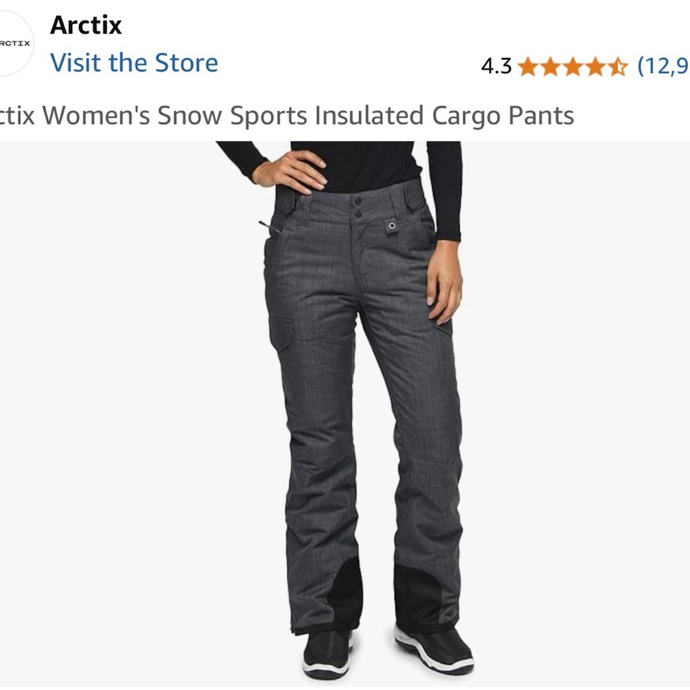 Arctix Women's Gray Insulated Cargo snow Pants size S 29’ inseam. NWT